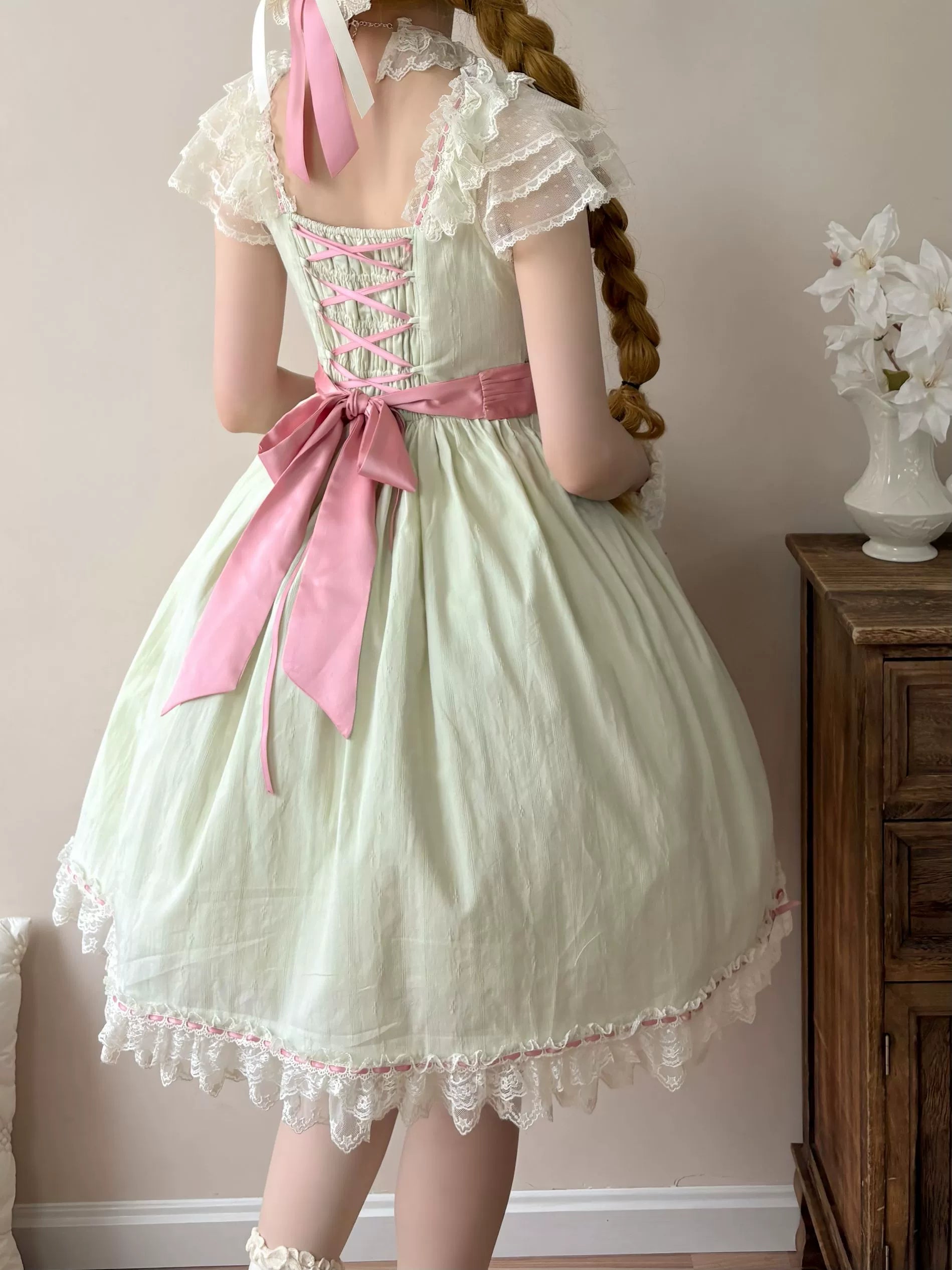 Uncle's Workshop - Fluttering Cherry Spring Strings - Cotton Sweet Lolita JSK Dress