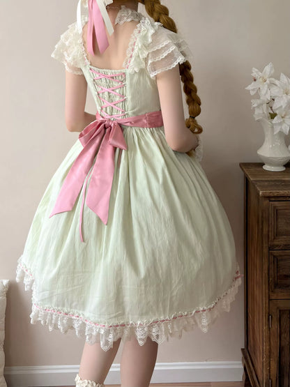 Uncle's Workshop - Fluttering Cherry Spring Strings - Cotton Sweet Lolita JSK Dress