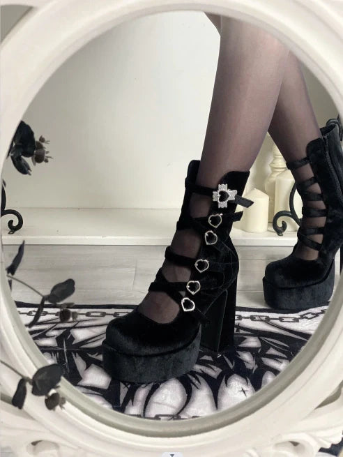 Pure Tea For Dream - Cross Buckle Punk Lolita Shoes