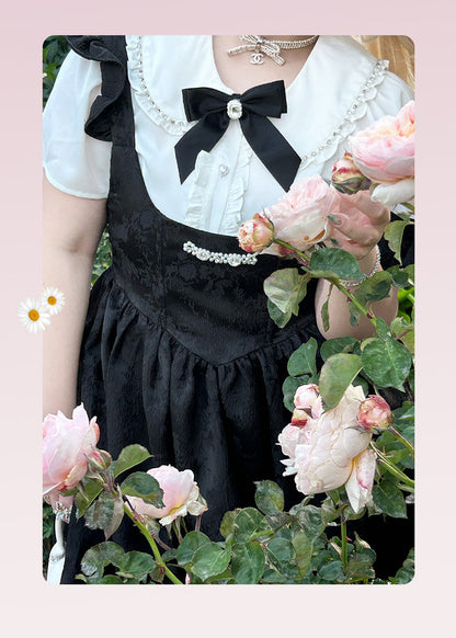 Yingtang - Plus Size Lolita Dress Set Short Sleeve Shirt