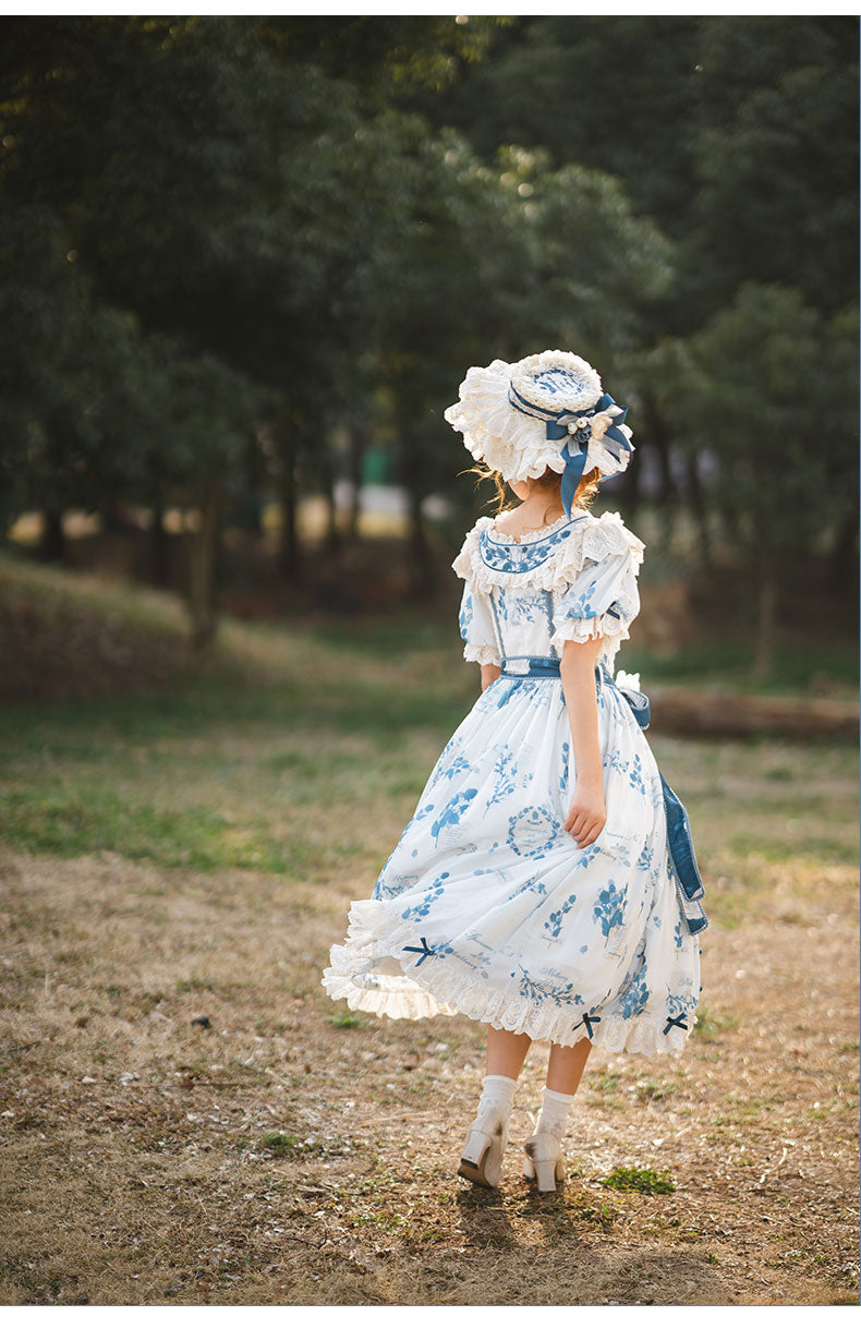 NanShengGe - Mulberry Poem - Country Lolita Printed Dress with Cardigan Set