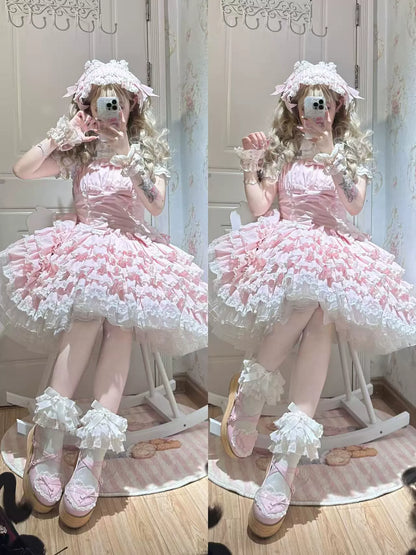 Nn Star - Half Sugar Ism - Sweet Lolita JSK Low Waist Dress With Tiered Hem
