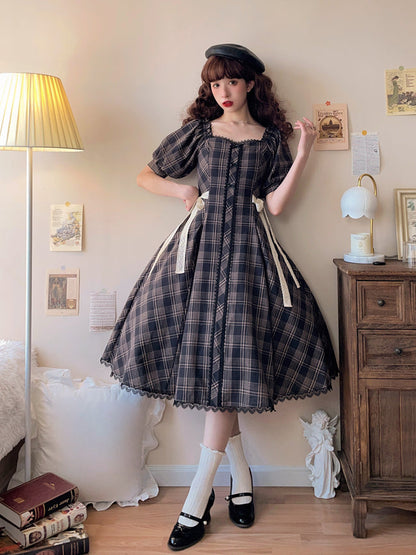 Forest Song - Josephine Academy - Elegant Lolita Black Plaid OP