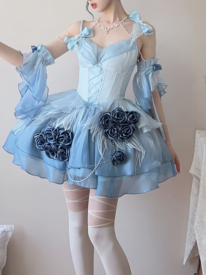 Meowing and fruity - Swan Fantasy - Fairy Lolita Short JSK Ballet-Style Jumper Dress