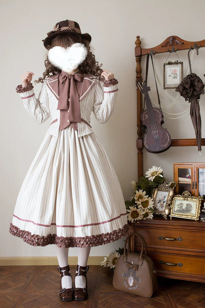 Miss Point - Classical Chocolate - Classic Lolita Skirt Elegant Striped SK