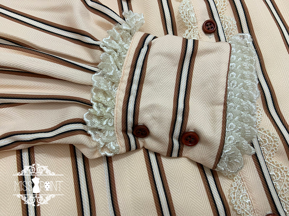 Miss Point - Chocolate Daily Light Sweet Stripe Lolita Blouse