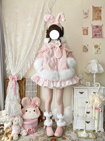 Qianmu - Lop Bunny - Kawaii Lolita Plush Hooded Cape