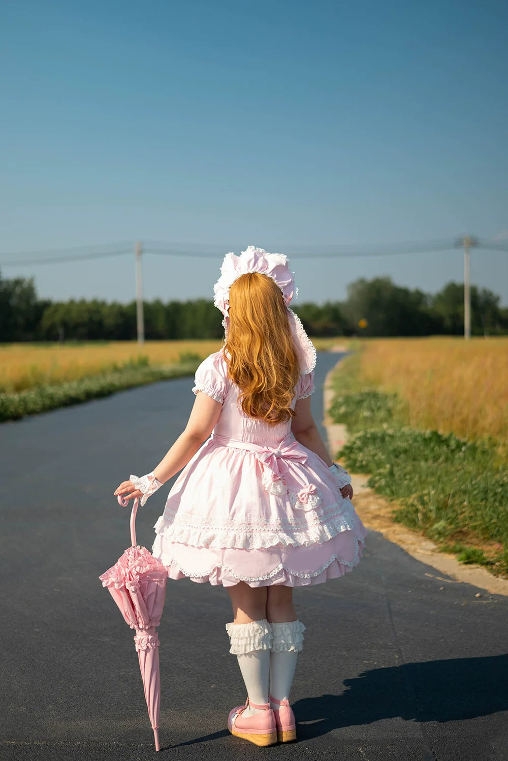 Miss Point - Vintage Petal Rabbit - Old School Lolita OP Cotton Dress With Petal-Shaped Hem