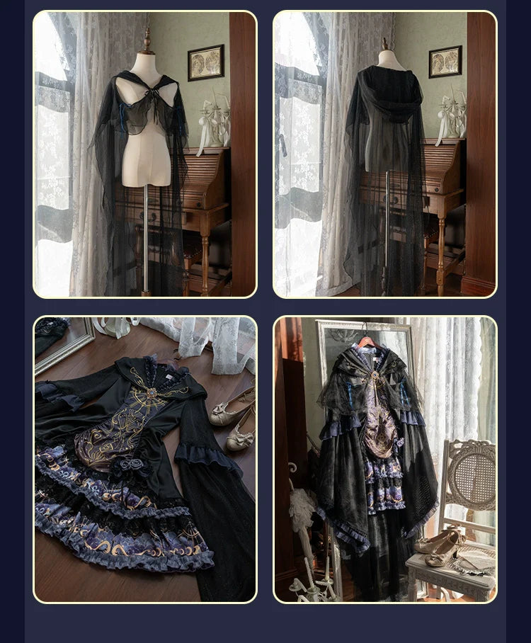 YingLuoFu - Astro Cat - Gothic Lolita OP Suit Witch Lolita Dress and Shawl