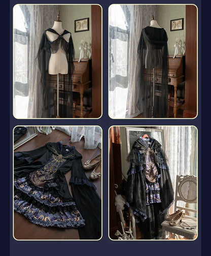 YingLuoFu - Astro Cat - Gothic Lolita OP Suit Witch Lolita Dress and Shawl
