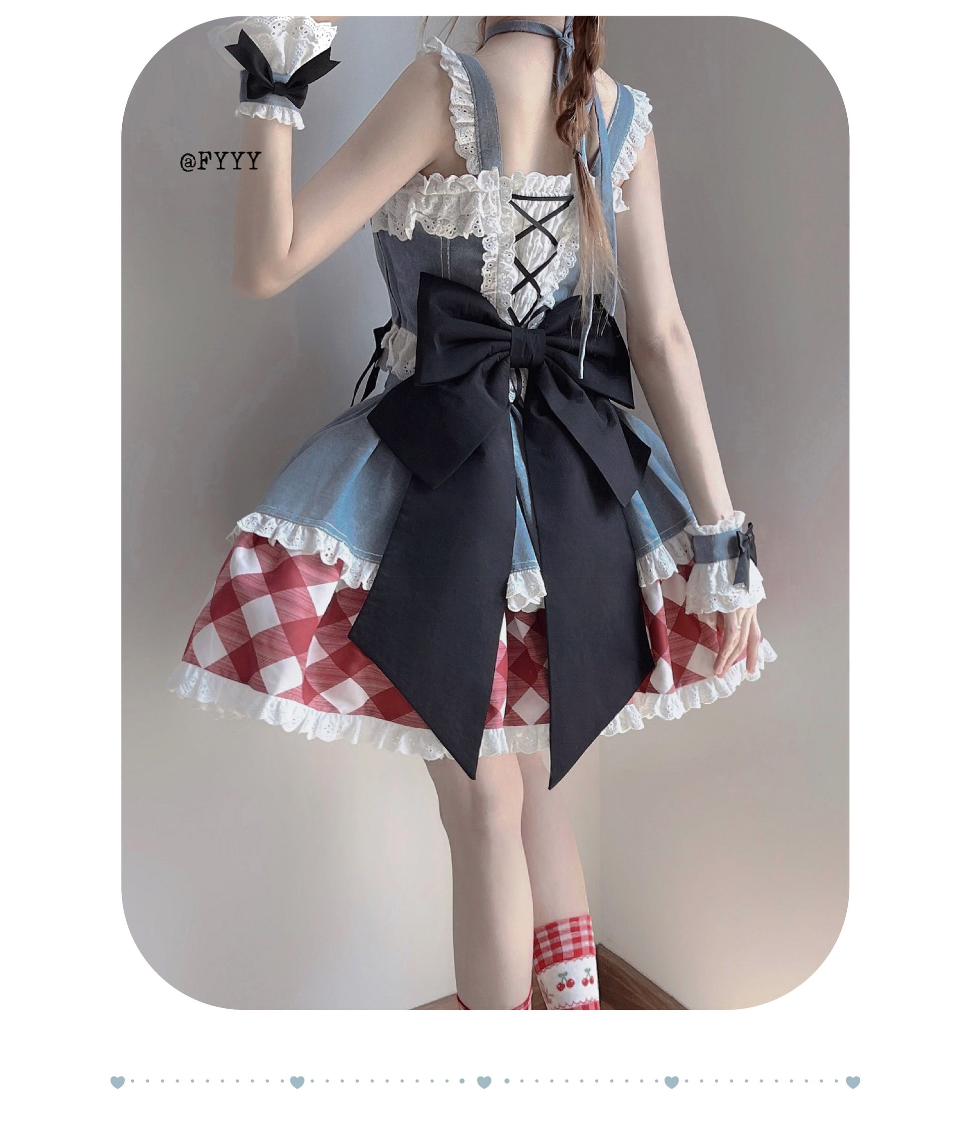 Kuma - Sweet Cowboy - Sweet Lolita Pastel Colors Denim Skirt Set