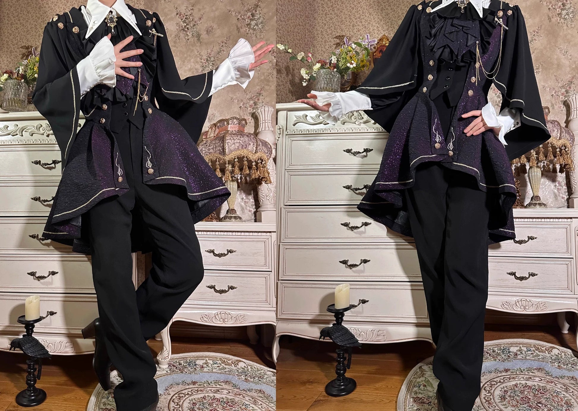 SilentMars - Fallen Moon Rule - Military Lolita Shirt Set Retro Knight Style Blouse