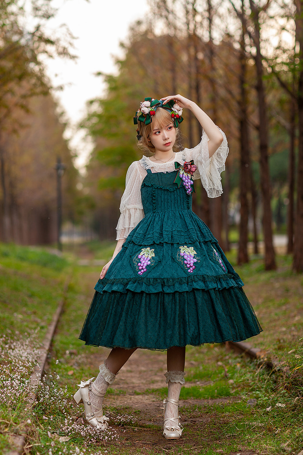 Infanta - Grape Manor - Country Lolita JSK Suit with Grape Embroidery