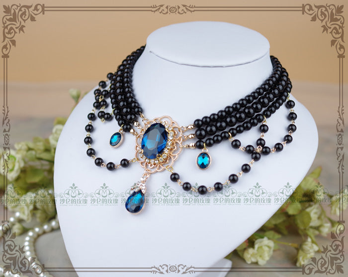 Rose of Sharon - Customized Lolita Pearl Necklace with Gemstone Pendants