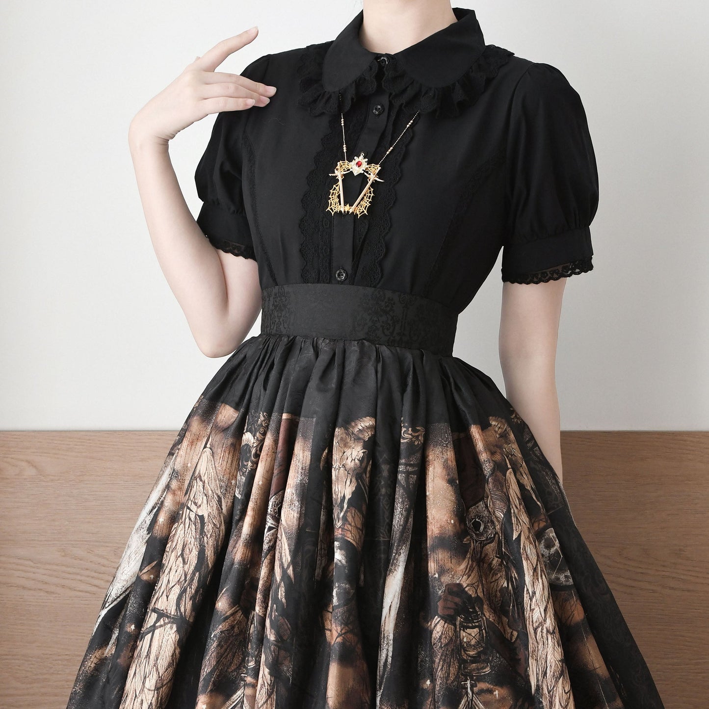 MIST - Lily - Cotton Retro Lolita Blouse with Lace Ruffles and Short Sleeve