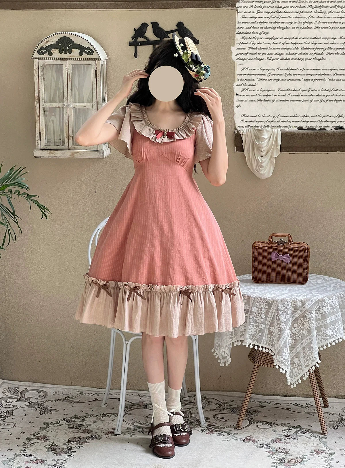 EESSILY - Cotton Plus Size Lolita OP Dress With Pockets & Detachable Bra Pads