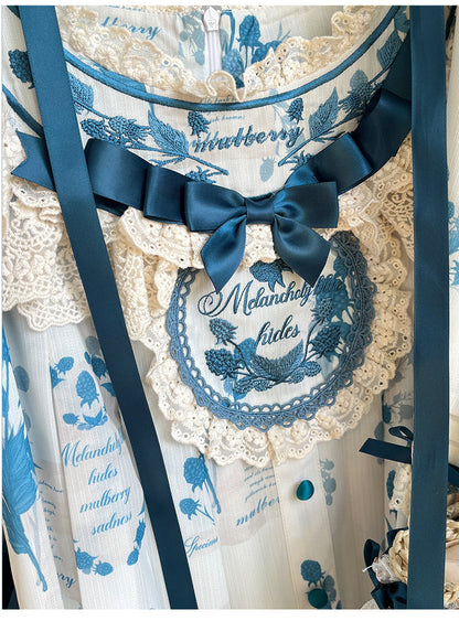 NanShengGe - Mulberry Poem - Country Lolita Printed Dress with Cardigan Set