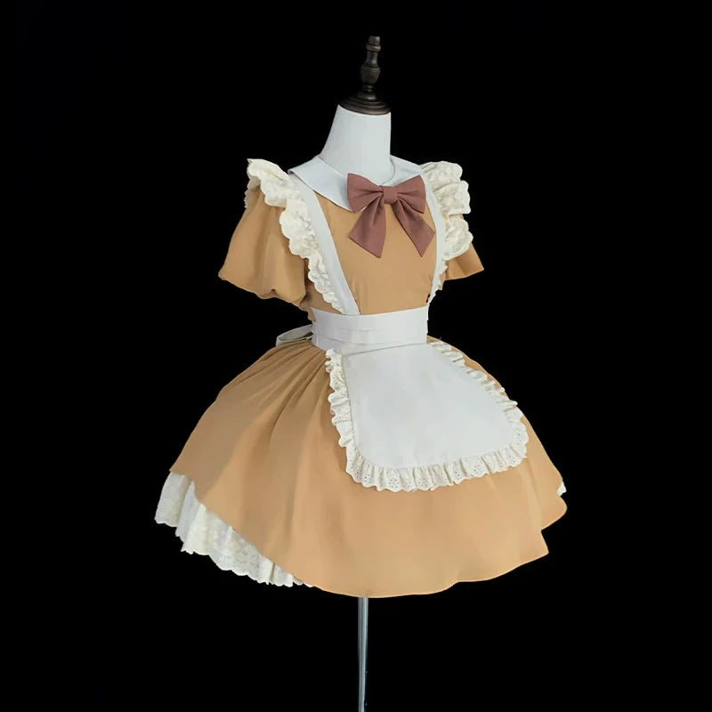 With PUJI - KissKiss - Maid Lolita OP Dress Pleated Lace Multicolor Dress