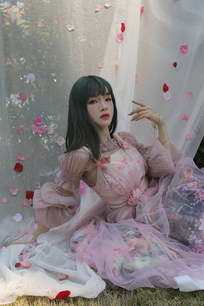 Balladeer - Classic Lolita Shirt Puff Sleeves Open Shoulder Blouse