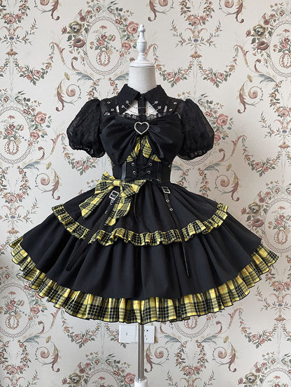 Alice Girl - Gothic Lolita Blouse Short Sleeve Black Shirt