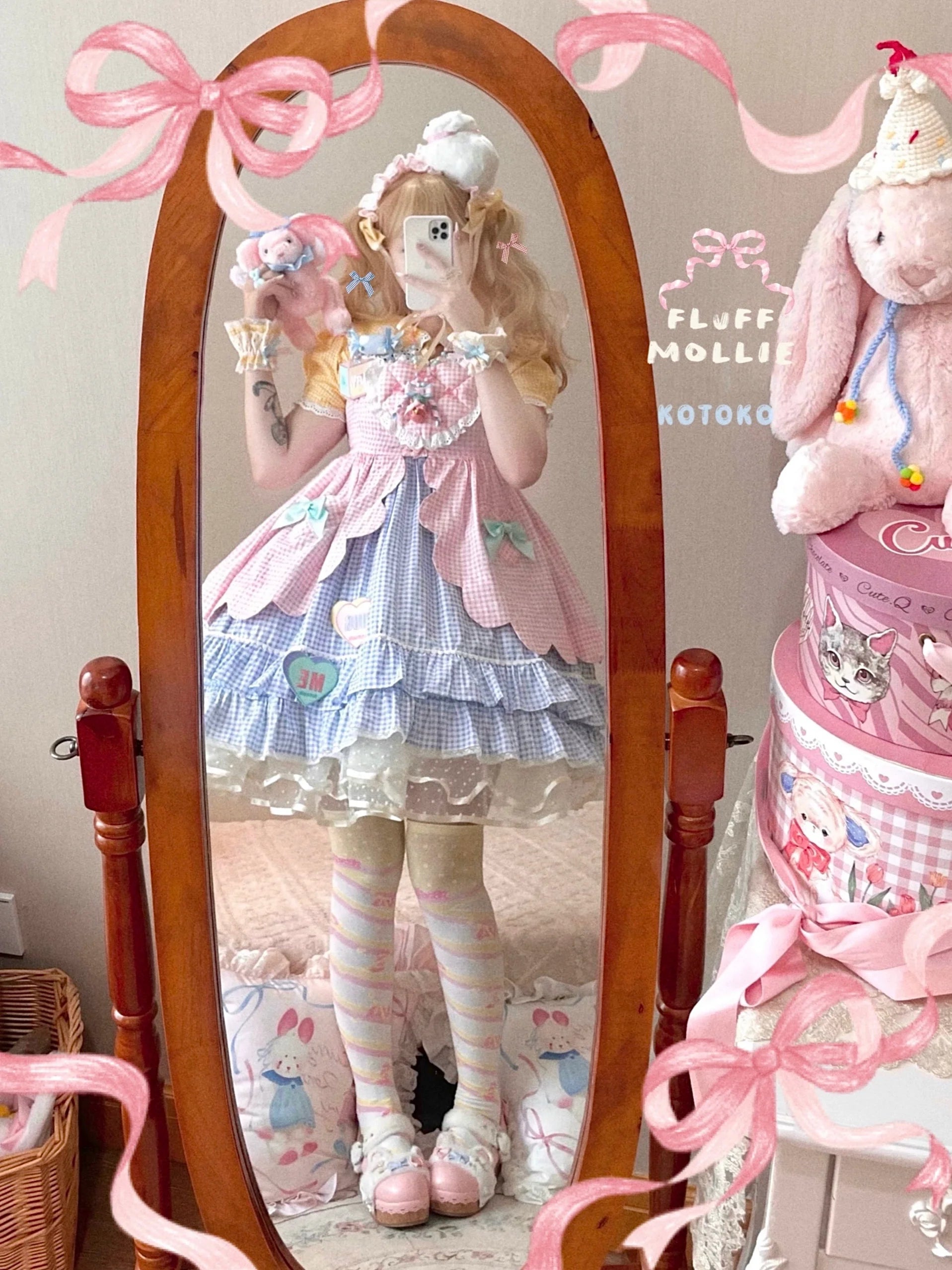 Fluff Mollie - Bean Breakfast - Sweet Lolita Overskirt Daily Daily Petaled Skirt