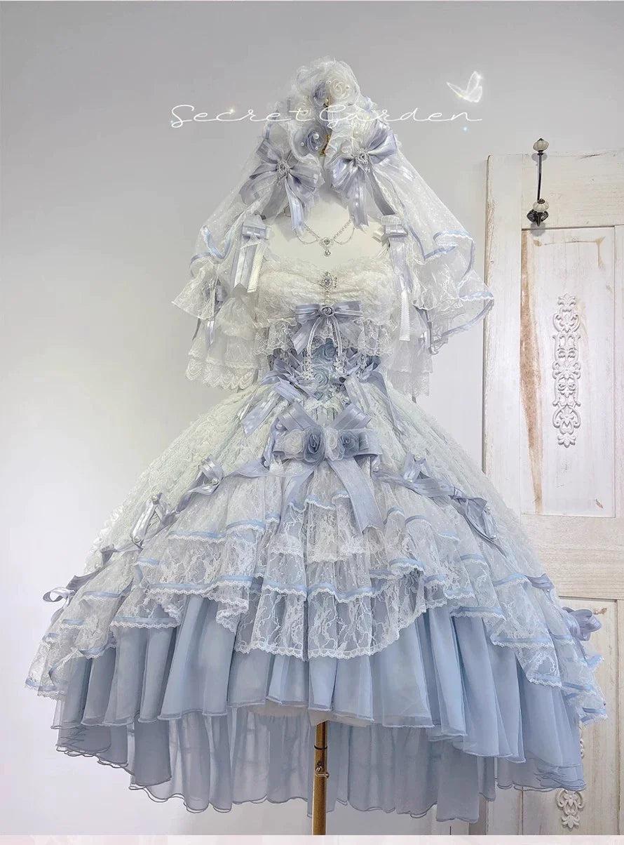 MieYe - Diana Rose - Bridal Lolita Dress Short Wedding OP with Accessories