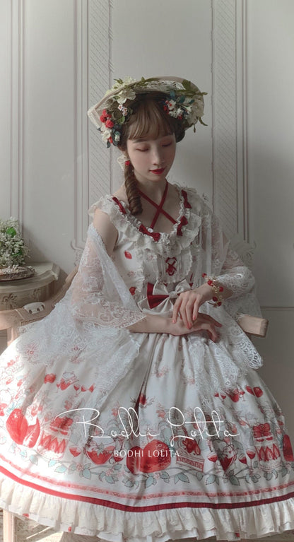 Bodhi Lolita - Strawberry Fruit Tea SP - Apricot Sweet Lolita Jumper Dress