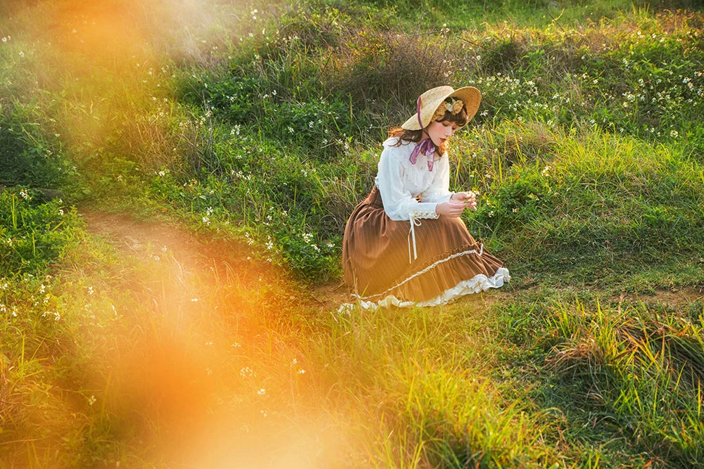 Miss Point - Rose Doll - Elegant Lolita Striped Fishbone Skirt