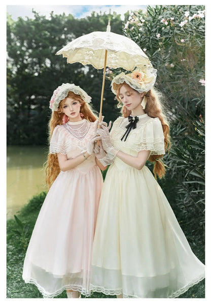 With PUJI - Morning Mist Estate - Twins Classic Lolita OP Dress, Edward Collar