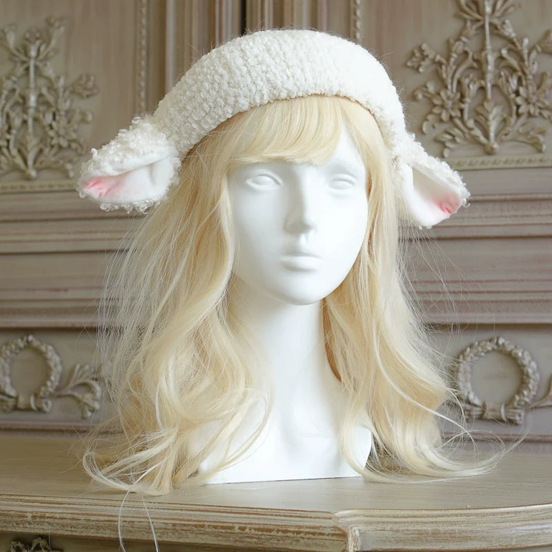 MAID - Kawaii Lolita Berets Sheep Ear Handmade Fleece Headwear