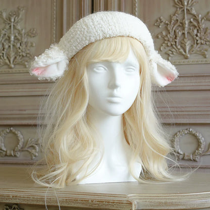 MAID - Kawaii Lolita Berets Sheep Ear Handmade Fleece Headwear