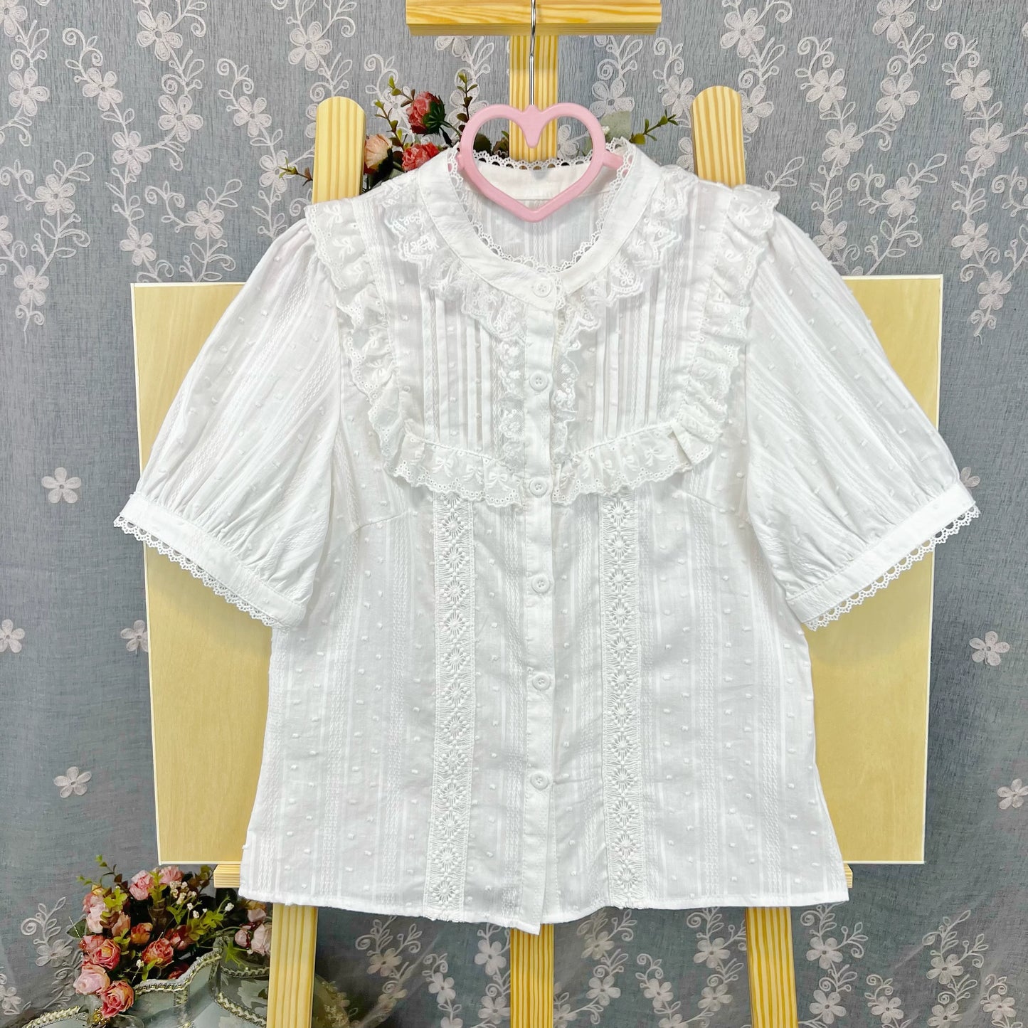 DMFS Lolita - Sweet Lolita Blouse Cotton Summer Short Sleeve Shirt