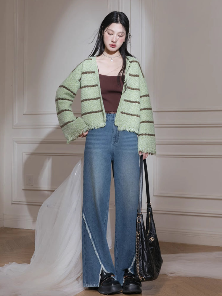 Wool cardigan + dress set【s0000007208】