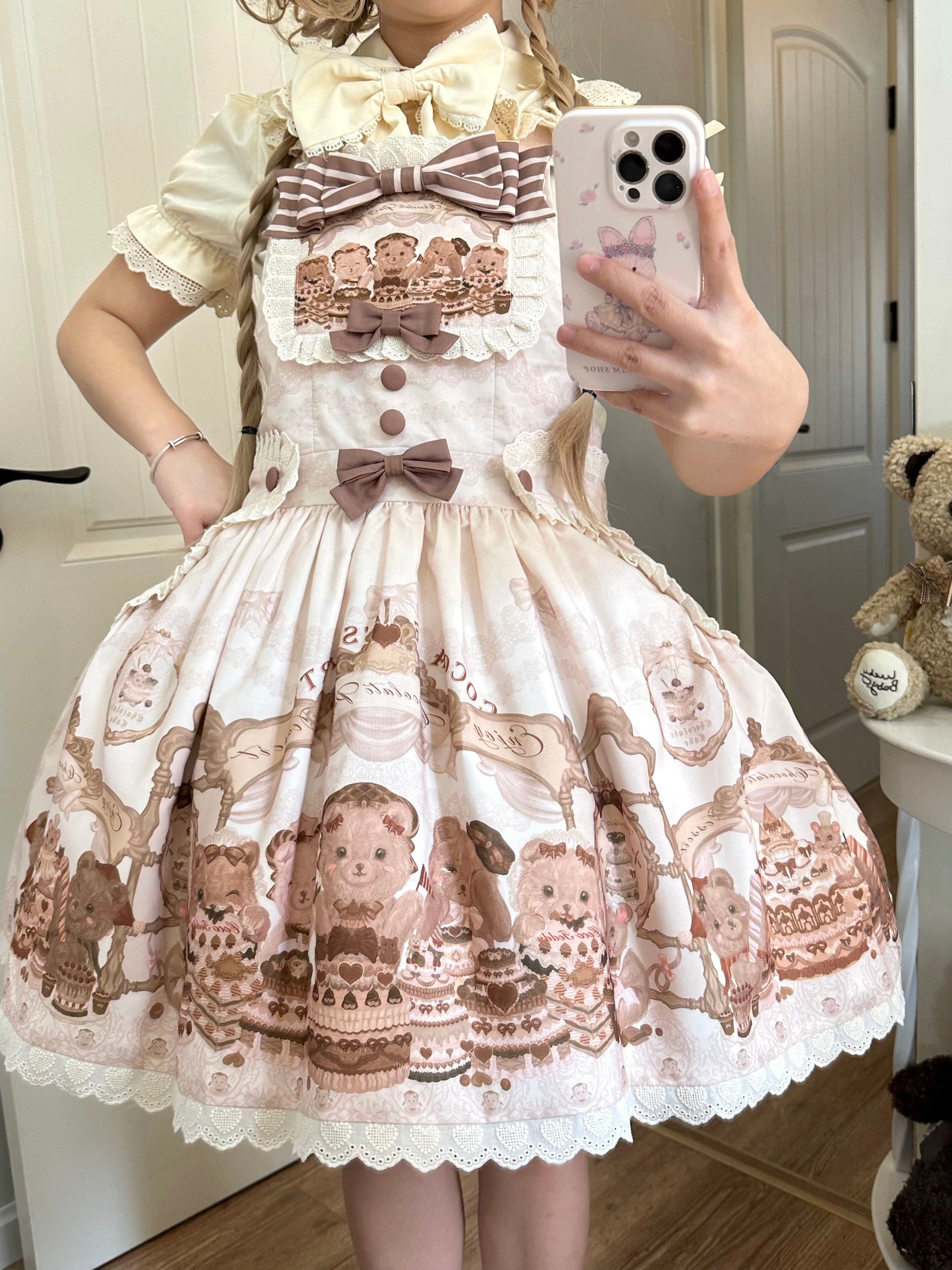 Akiyama Future Studio - Cute Lolita Salopette Dress Bear Print