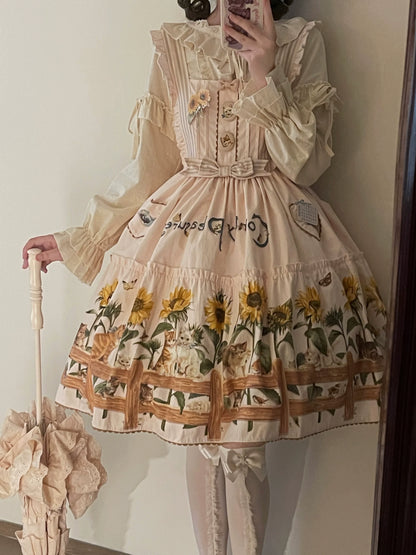 Polaris Lolita - Cat and Sunflower - Sweet Lolita JSK, Cat and Sunflower Print