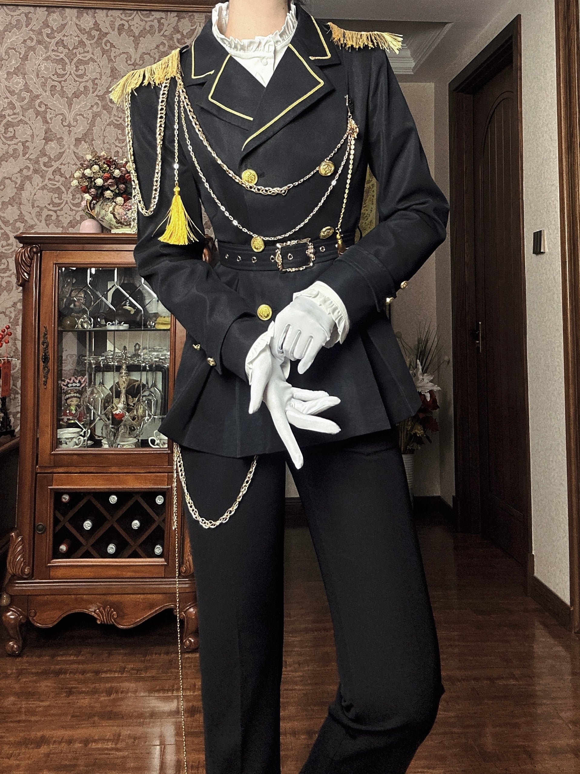 Gazing Galactic - Dawnbreak - Ouji Lolita Pants Suit with Military Coat and Cape