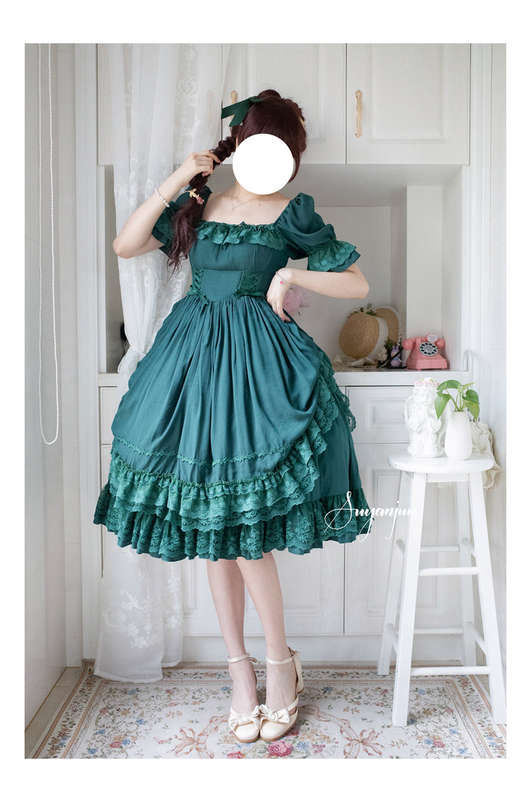 Sweet Wood - Nyx's Kiss - Plus Size Classic Lolita Short-sleeved OP Dress