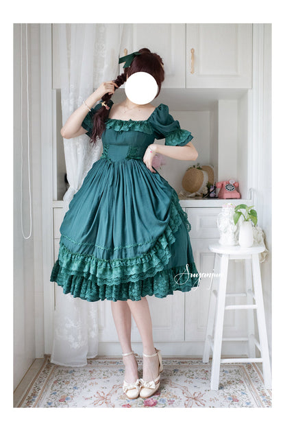 Sweet Wood - Nyx's Kiss - Plus Size Classic Lolita Short-sleeved OP Dress