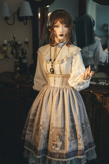 Miss Point - Demon Hunting Notes - Fishbone Gothic Lolita Skirt