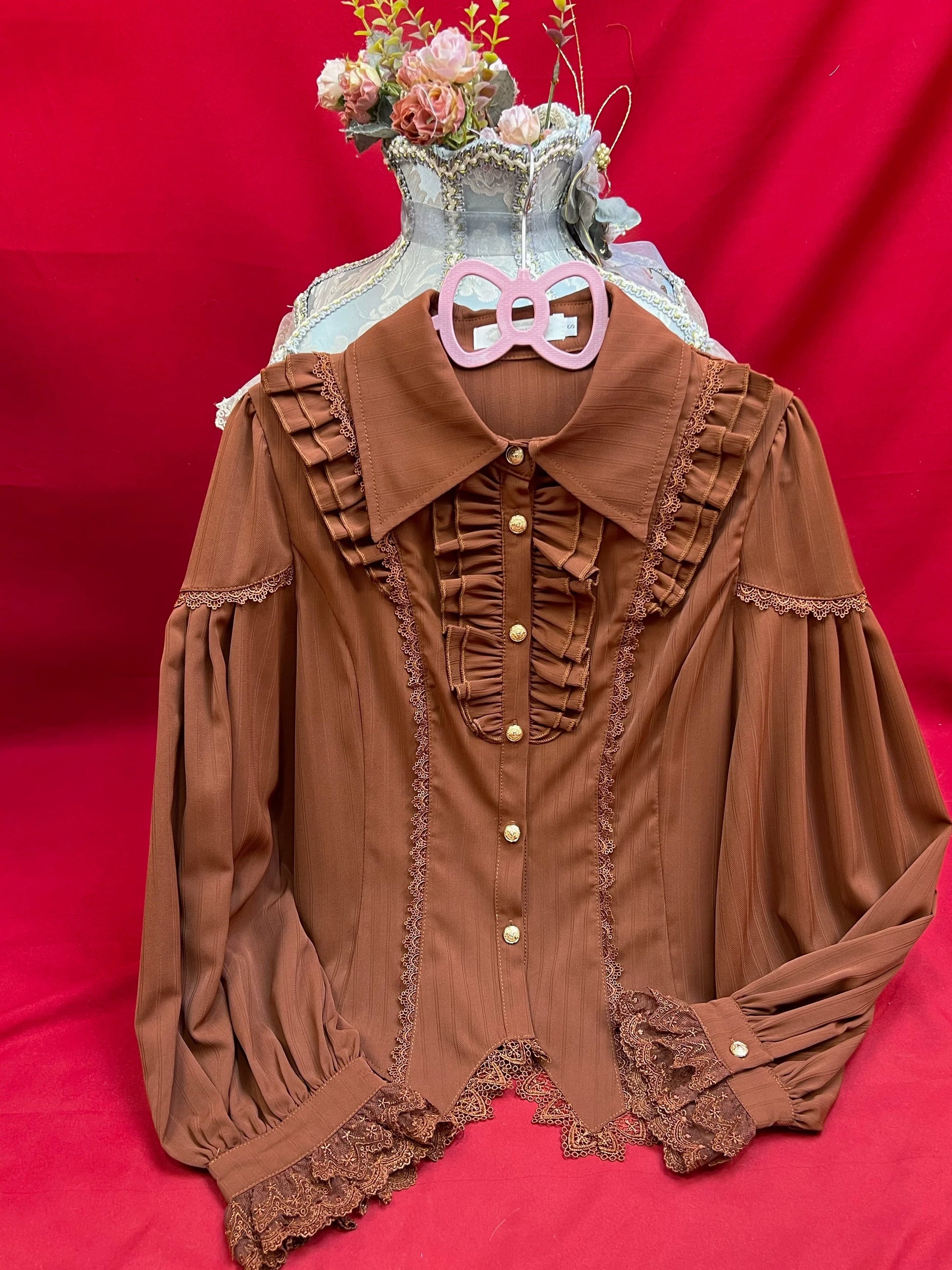 DMFS Lolita - Night Banquet - Pointed Collar Classic Lolita Shirt, Long Sleeve