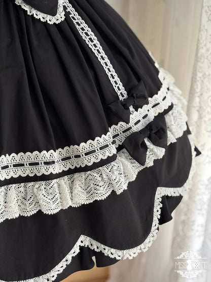 Miss Point - Vintage Petal Rabbit - Old School Lolita OP Cotton Dress With Petal-Shaped Hem