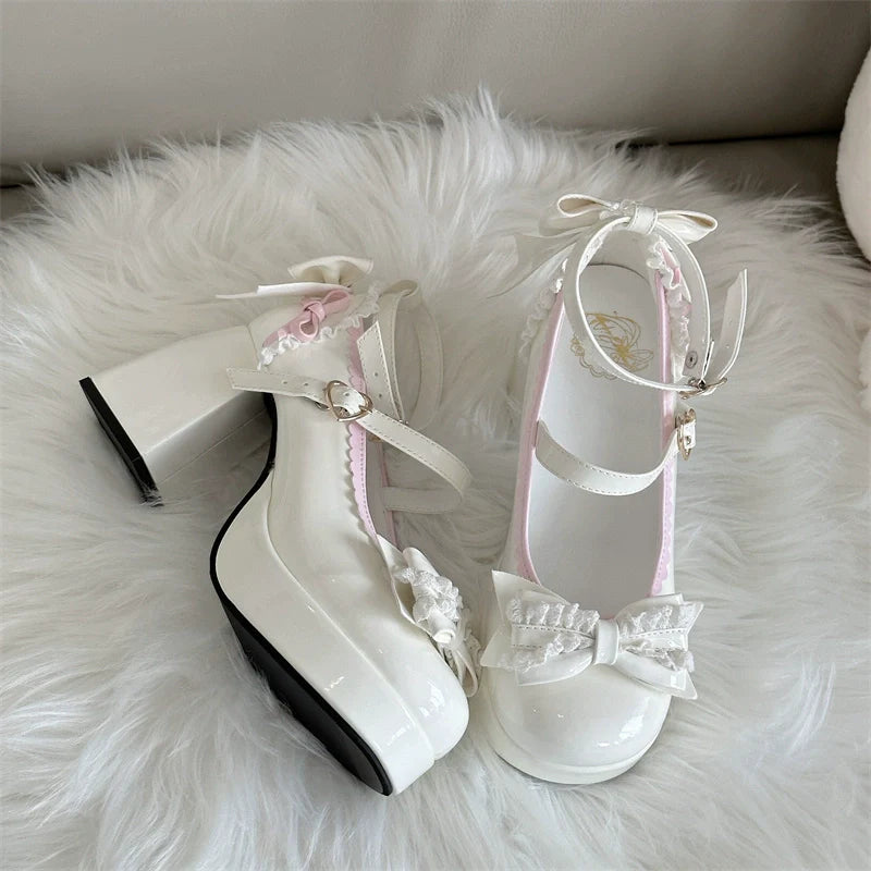 Jiangjiang Biscuit - Elegant Lolita High Heel Shoes Round Toe Low Cut