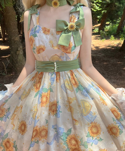 Akiyama Future Studio - Sunflower Print Lolita JSK Dress in Breathable Light Fabric
