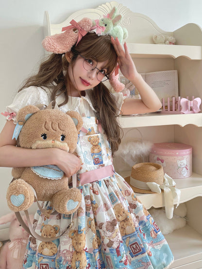Walnut Museum - Toy Anniversary - Kawaii Lolita Dress Suit Bear Print JSK and Salopette