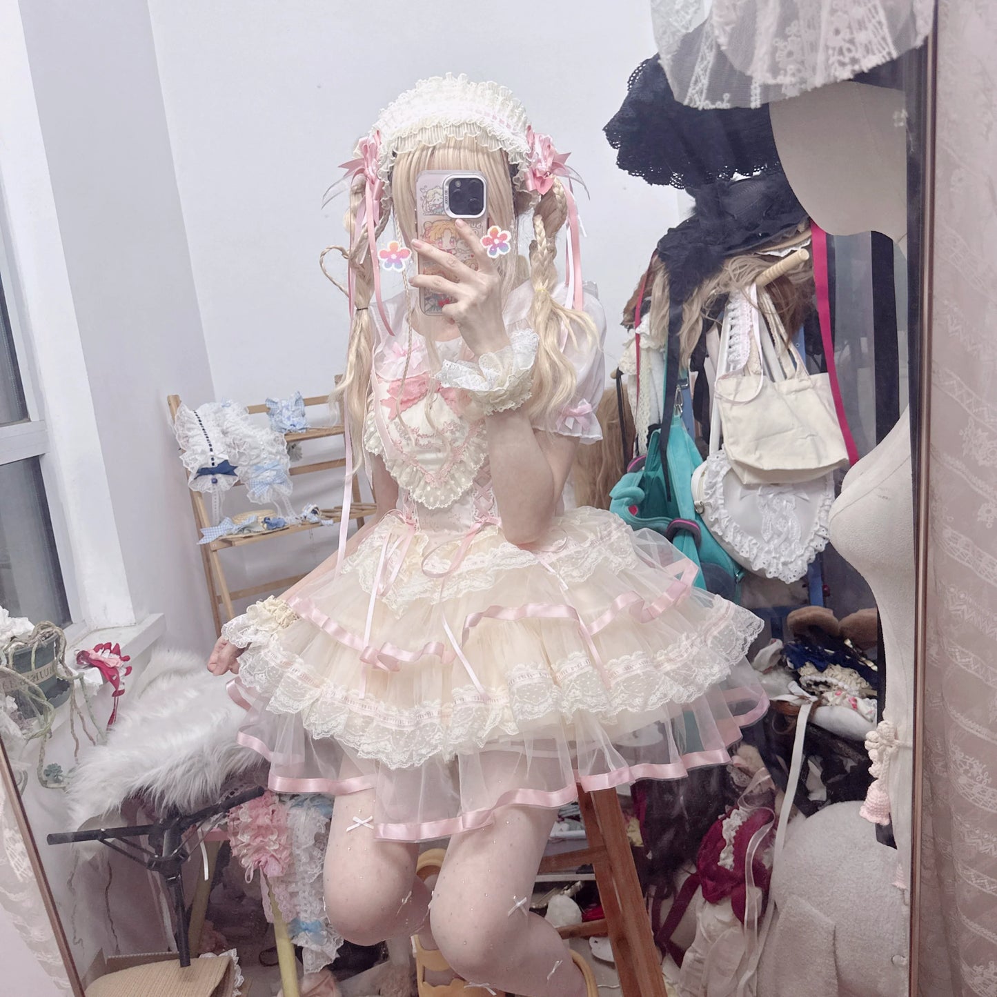 Chestnut Lolita - Sweet Lolita Headdress, Bow and Lace Decoration