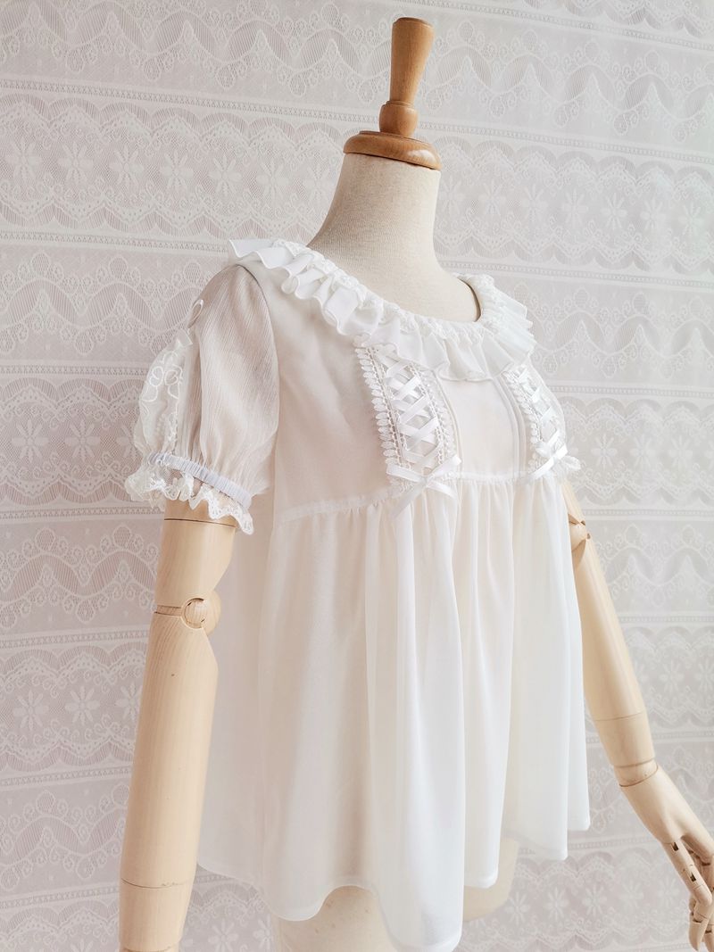 Yilia - Elegant Lolita Summer Short Sleeve Blouse