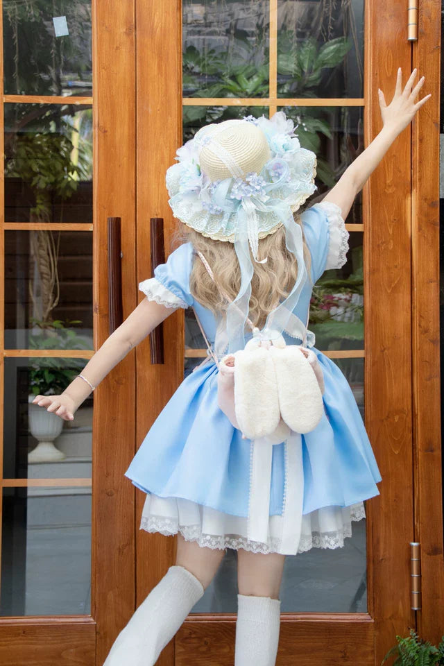 Daydream Whisper - Dream Doll - Plus Size Maid Lolita OP Suit Black and Blue Dress