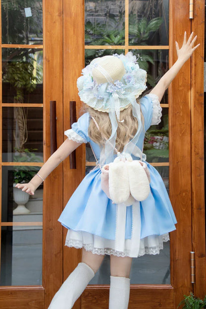 Daydream Whisper - Dream Doll - Plus Size Maid Lolita OP Suit Black and Blue Dress