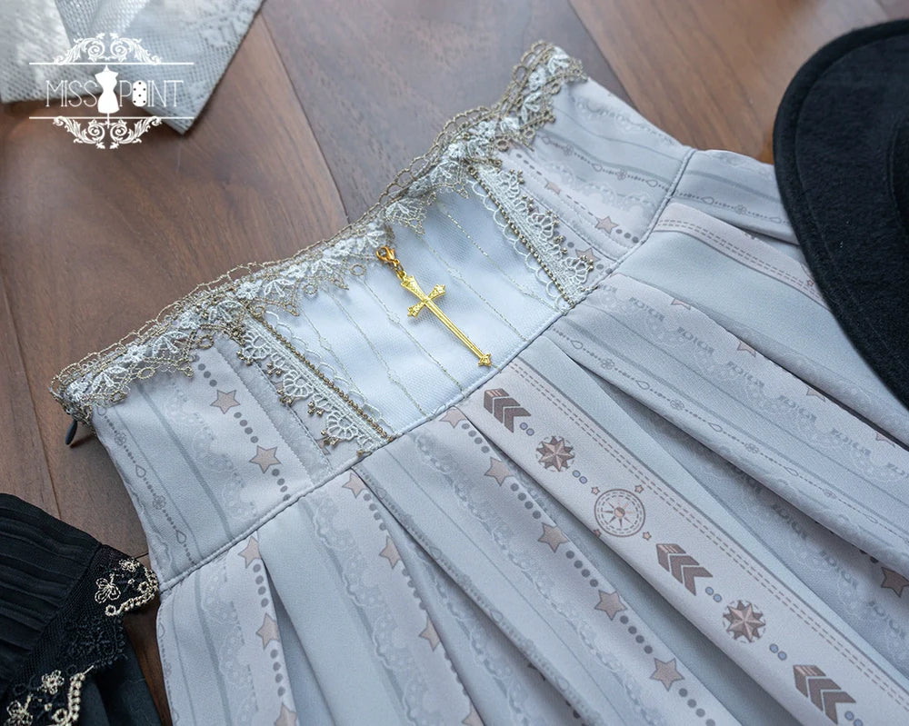 Miss Point - Demon Hunting Notes - Fishbone Gothic Lolita Skirt