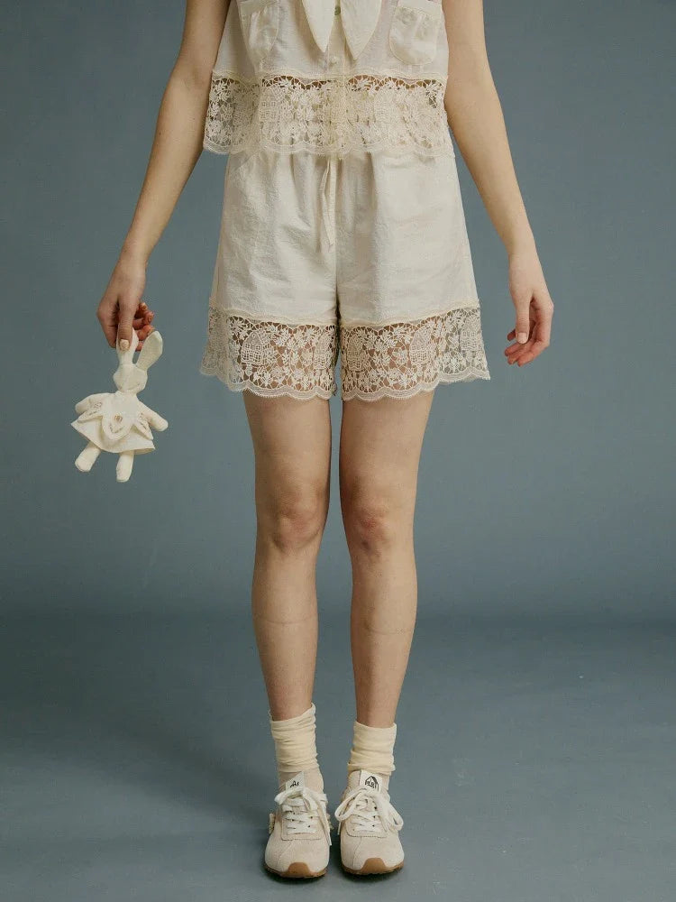 Antique lace cotton shorts【s0000008749】